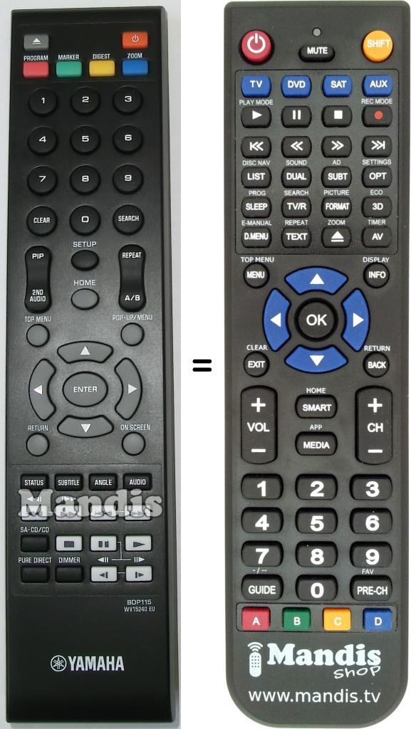 Replacement remote control Yamaha WV152400